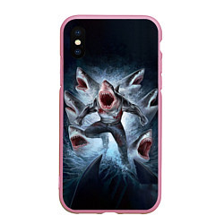 Чехол iPhone XS Max матовый АКУЛА МОНСТР, цвет: 3D-розовый
