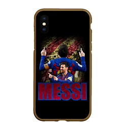 Чехол iPhone XS Max матовый МЕССИ MESSI, цвет: 3D-коричневый