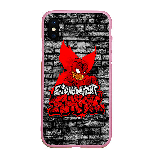 Чехол iPhone XS Max матовый Friday Night Funkin TrickyWall / 3D-Розовый – фото 1