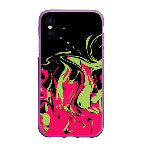 Чехол iPhone XS Max матовый Черно малиновый абстрактный / 3D-Фиолетовый – фото 1