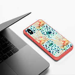 Чехол iPhone XS Max матовый Осенний паттерн: Дождь и солнце, цвет: 3D-красный — фото 2