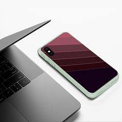 Чехол iPhone XS Max матовый Коричнево-фиолетовый узор, цвет: 3D-салатовый — фото 2
