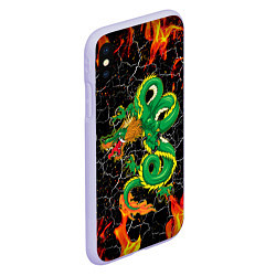 Чехол iPhone XS Max матовый Дракон Огонь Dragon Fire, цвет: 3D-светло-сиреневый — фото 2