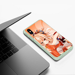 Чехол iPhone XS Max матовый Genshin Impact, Ёимия, цвет: 3D-салатовый — фото 2