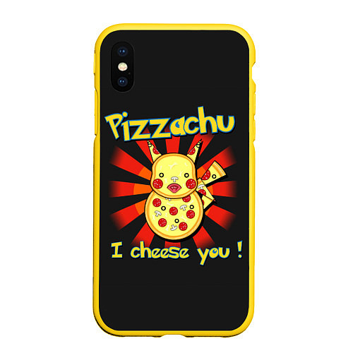 Чехол iPhone XS Max матовый Пиццачу / 3D-Желтый – фото 1