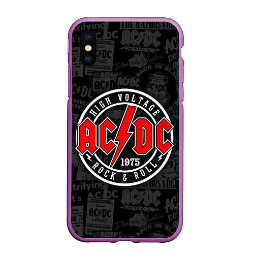 Чехол iPhone XS Max матовый AC DC HIGH VOLTAGE / 3D-Фиолетовый – фото 1
