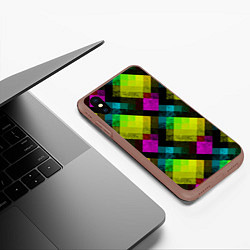 Чехол iPhone XS Max матовый Абстрактный разноцветный узор, цвет: 3D-коричневый — фото 2
