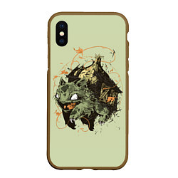 Чехол iPhone XS Max матовый Horror Bulbasaur, цвет: 3D-коричневый