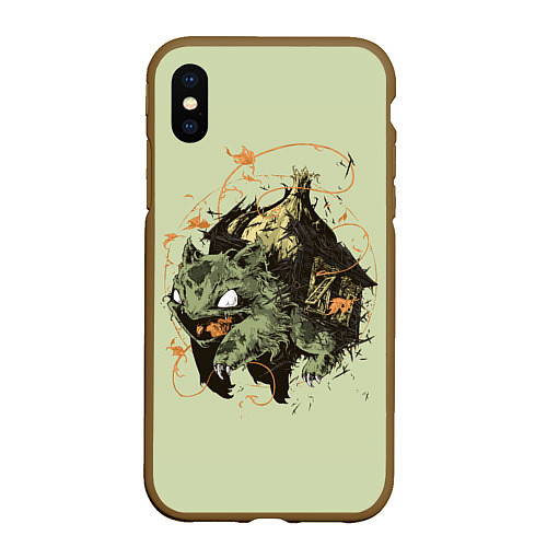 Чехол iPhone XS Max матовый Horror Bulbasaur / 3D-Коричневый – фото 1