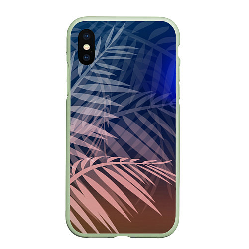 Чехол iPhone XS Max матовый Тропическая ночь / 3D-Салатовый – фото 1
