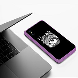 Чехол iPhone XS Max матовый Кукла черно белый фон, цвет: 3D-фиолетовый — фото 2
