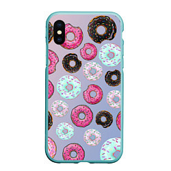 Чехол iPhone XS Max матовый Пончики, цвет: 3D-мятный