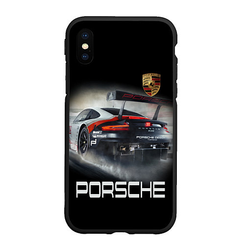 Чехол iPhone XS Max матовый PORSHE / 3D-Черный – фото 1