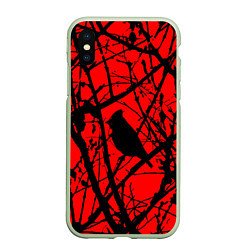 Чехол iPhone XS Max матовый Хоррор Мрачный лес, цвет: 3D-салатовый