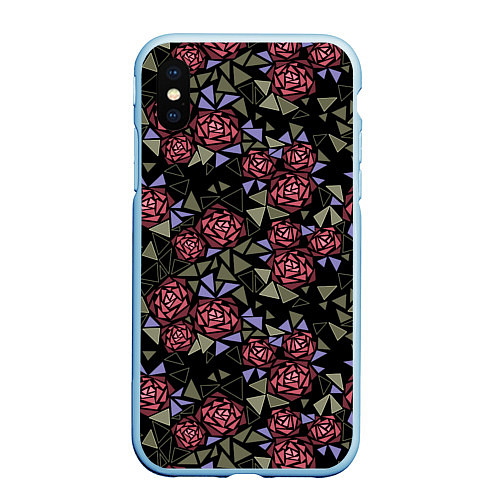 Чехол iPhone XS Max матовый Цветочная мозаика / 3D-Голубой – фото 1