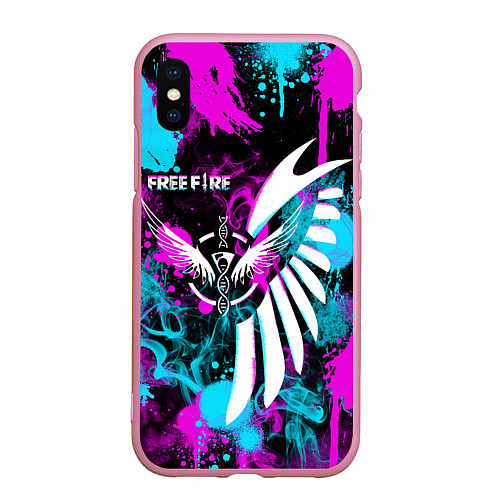 Чехол iPhone XS Max матовый FREE FIRE NEON / 3D-Розовый – фото 1