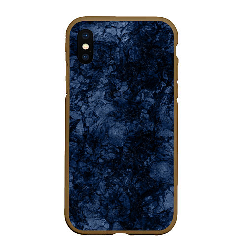 Чехол iPhone XS Max матовый Темно-синяя текстура камня / 3D-Коричневый – фото 1