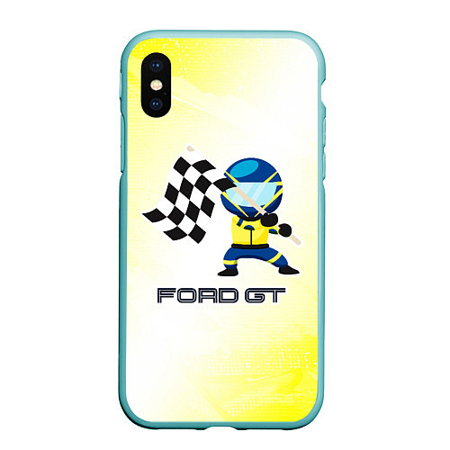 Чехол iPhone XS Max матовый Ford - Racing / 3D-Мятный – фото 1