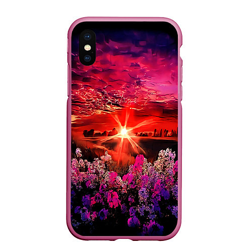 Чехол iPhone XS Max матовый МАЛИНОВЫЙ ЗАКАТ / 3D-Малиновый – фото 1