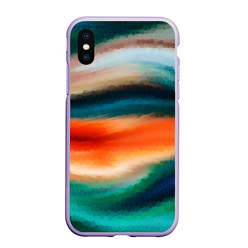 Чехол iPhone XS Max матовый Мозаичный абстрактный узор / 3D-Светло-сиреневый – фото 1