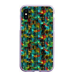 Чехол iPhone XS Max матовый Разноцветные штрихи на бирюзе
