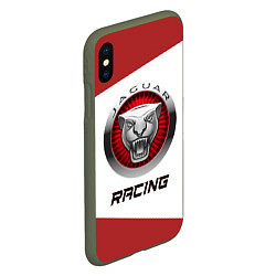 Чехол iPhone XS Max матовый Ягуар - Racing, цвет: 3D-темно-зеленый — фото 2