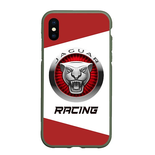 Чехол iPhone XS Max матовый Ягуар - Racing / 3D-Темно-зеленый – фото 1