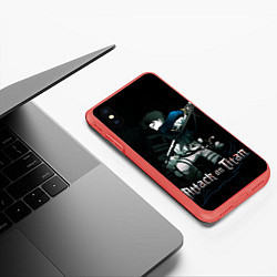 Чехол iPhone XS Max матовый Леви Аккерман Атака на титанов, цвет: 3D-красный — фото 2