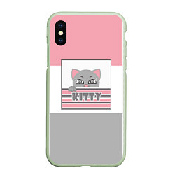 Чехол iPhone XS Max матовый Котенок Kitty, цвет: 3D-салатовый