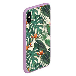 Чехол iPhone XS Max матовый Тропический паттерн, цвет: 3D-сиреневый — фото 2