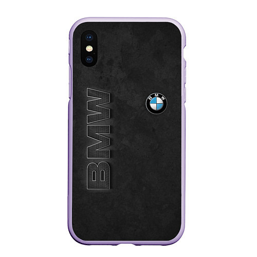 Чехол iPhone XS Max матовый BMW LOGO AND INSCRIPTION / 3D-Светло-сиреневый – фото 1