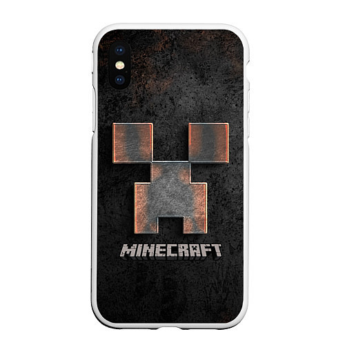 Чехол iPhone XS Max матовый MINECRAFT TEXTURE IRON / 3D-Белый – фото 1