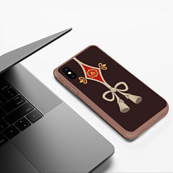 Чехол iPhone XS Max матовый Hu Tao ГЕНШИН, цвет: 3D-коричневый — фото 2