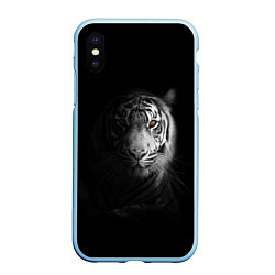 Чехол iPhone XS Max матовый БЕЛЫЙ ТИГР, цвет: 3D-голубой