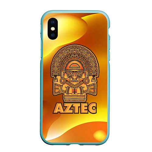 Чехол iPhone XS Max матовый Aztec Ацтеки / 3D-Мятный – фото 1