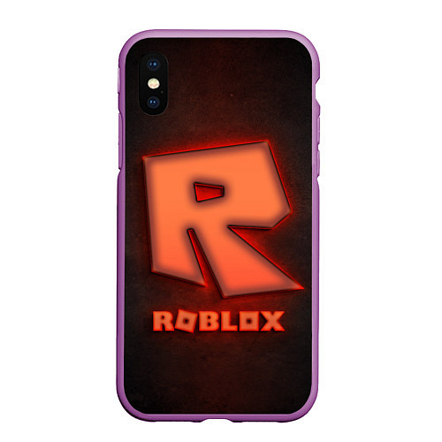 Чехол iPhone XS Max матовый ROBLOX NEON RED / 3D-Фиолетовый – фото 1