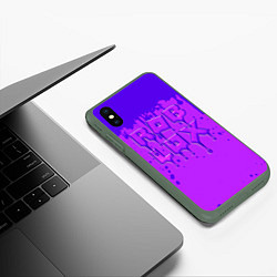 Чехол iPhone XS Max матовый ROBLOX ФИОЛЕТОВЫЕ ПОДТЕКИ, цвет: 3D-темно-зеленый — фото 2