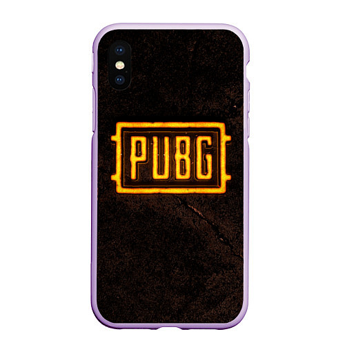 Чехол iPhone XS Max матовый PUBG ПАБГ NEON / 3D-Сиреневый – фото 1