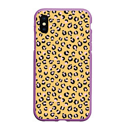 Чехол iPhone XS Max матовый Желтый леопардовый принт