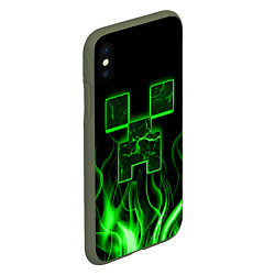 Чехол iPhone XS Max матовый MINECRAFT TEXTURE FIRE, цвет: 3D-темно-зеленый — фото 2