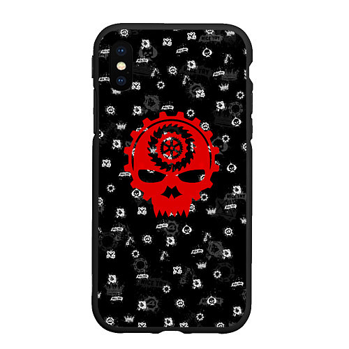 Чехол iPhone XS Max матовый GEARS OF WAR ПАТТЕРН ШЕСТЕРЕНКИ Z / 3D-Черный – фото 1