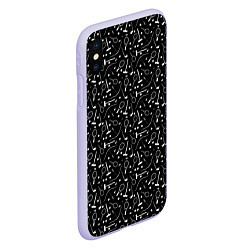 Чехол iPhone XS Max матовый Черно-белый спортивный узор, цвет: 3D-светло-сиреневый — фото 2