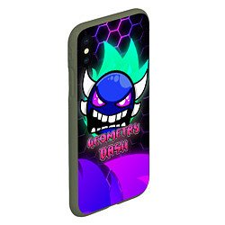 Чехол iPhone XS Max матовый Geometry Dash Neon, цвет: 3D-темно-зеленый — фото 2