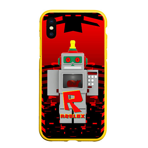 Чехол iPhone XS Max матовый ROBO ROBLOX РОБЛОКС Z / 3D-Желтый – фото 1