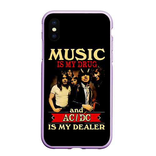 Чехол iPhone XS Max матовый MUSYC IS MY DRUG and ACDC IS MY DEALER / 3D-Сиреневый – фото 1