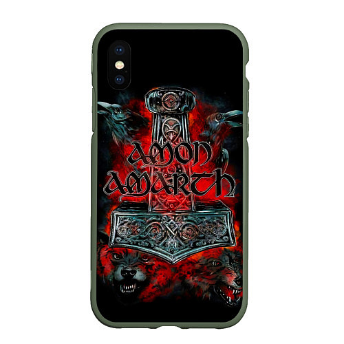 Чехол iPhone XS Max матовый Amon Amarth / 3D-Темно-зеленый – фото 1