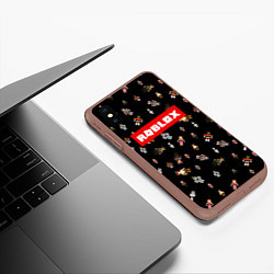 Чехол iPhone XS Max матовый ROBLOX PATTERN РОБЛОКС Z, цвет: 3D-коричневый — фото 2