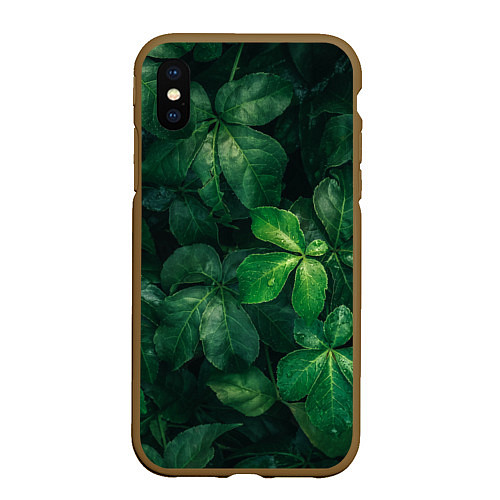 Чехол iPhone XS Max матовый Тропическая листва Тропики Z / 3D-Коричневый – фото 1