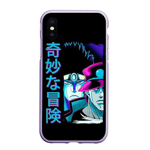 Чехол iPhone XS Max матовый Дзётаро и Дио, JoJo’s Bizarre / 3D-Светло-сиреневый – фото 1