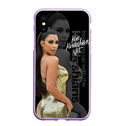 Чехол iPhone XS Max матовый Ким Кардашьян, цвет: 3D-сиреневый